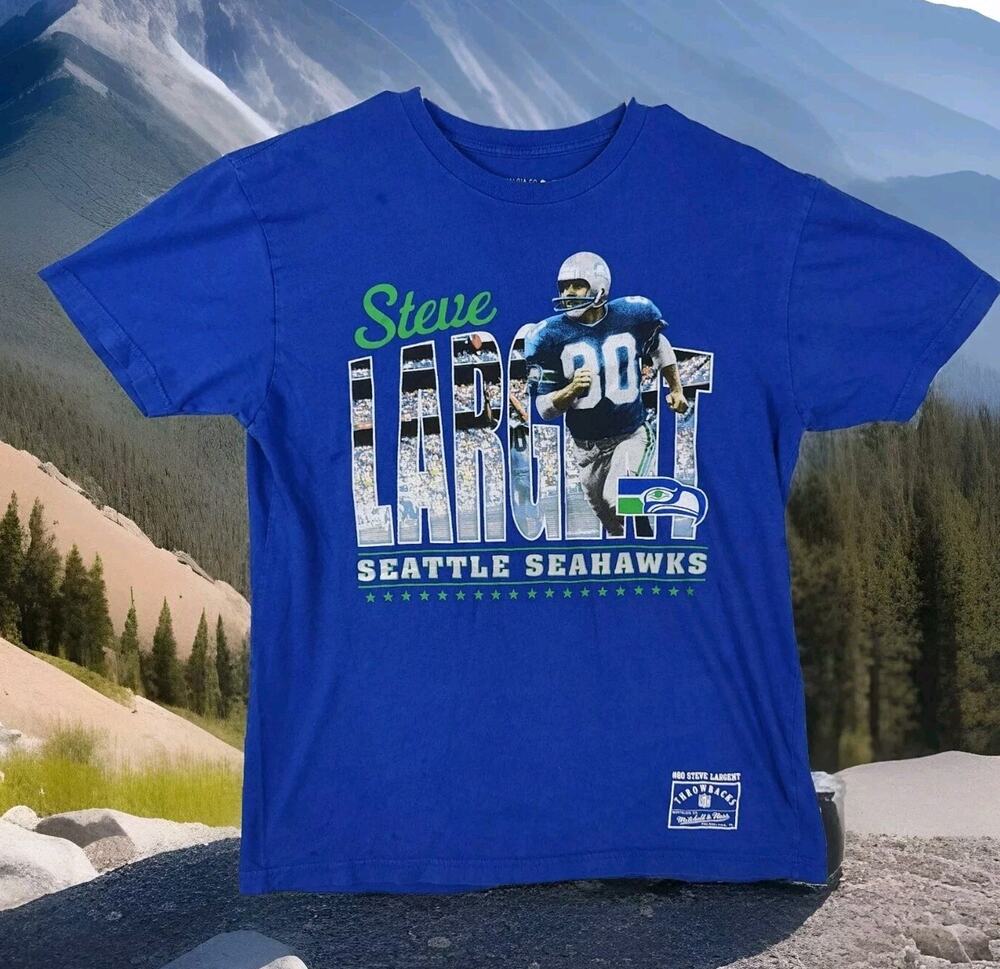 Seattle Seahawks Shirt Large Steve Largent Mitchell and Ness Vintage Throwback